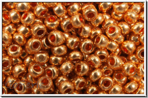 PR-11-18389, PRECIOSA Rocailles, 11/0, crystal, trans., metallic dk. gold, 20g