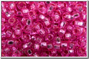 PR-11-18277, PRECIOSA Rocailles, 11/0, crystal, trans., hot pink dyed, silver-ld., 20g