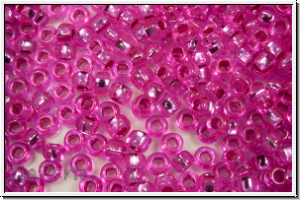 PR-11-18277, PRECIOSA Rocailles, 11/0, crystal, trans., hot pink dyed, silver-ld., 20g