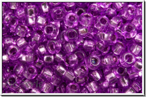 PR-11-18228, PRECIOSA Rocailles, 11/0, crystal, trans., magenta dyed, silver-ld., 20g