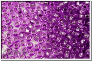 PR-11-18228, PRECIOSA Rocailles, 11/0, crystal, trans., magenta dyed, silver-ld., 20g