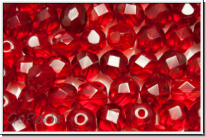 B�hm. Glasschliffperle, feuerpol., 6mm, sima, trans., 25 Stk.