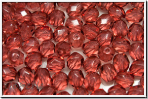B�hm. Glasschliffperle, feuerpol., 5mm, wine, trans., 25 Stk.