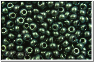 b�hm. Rocailles, 11/0, black, op., green, met. antique, 10g