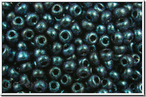 b�hm. Rocailles, 11/0, black, op., indigo, met. antique, 10g
