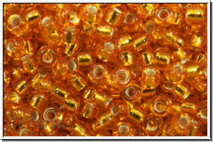 RR-11-0007, MIYUKI Rocailles, 11/0, orange, med., trans., silver-ld., 10g
