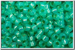 RR-11-0572, MIYUKI Rocailles, 11/0, mint (dyed), opal, silver-ld., 10g