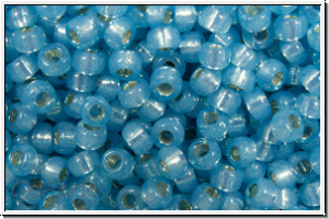 RR-11-0573, MIYUKI Rocailles, 11/0, aqua (dyed), opal, silver-ld., 10g