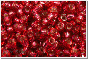 RR-11-1433, MIYUKI Rocailles, 11/0, strawberry (dyed), trans., silver-ld., 10g
