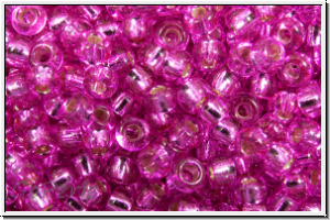 RR-11-1339, MIYUKI Rocailles, 11/0, magenta (dyed), trans., silver-ld., 10g