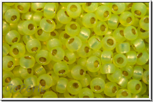 RR-11-0675, MIYUKI Rocailles, 11/0, lemon (dyed), opal. silver-ld., 10g
