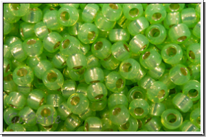 RR-11-0676, MIYUKI Rocailles, 11/0, pea green (dyed), opal, silver-ld., 10g