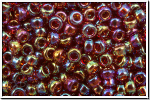 RR-11-2461, MIYUKI Rocailles, 11/0, siam, trans., luster, AB, 10g