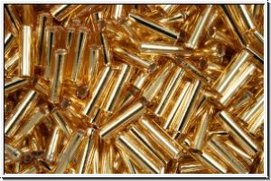 MBU-2-0003, MIYUKI Bugles, Nr. 2 (6mm), gold, trans., silver-ld., 10 g