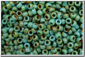 RR-15-4514, MIYUKI Rocailles, 15/0, aqua, op., picasso, 5g