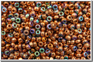 Tschech. Charlotten, 15/0, crystal, trans., full copper plated, AB, 1g (Kleinere Menge!)