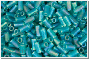 MBU-1-2405fr, MIYUKI Bugles, Nr. 1 (3mm), teal, trans., matte, AB, 10 g