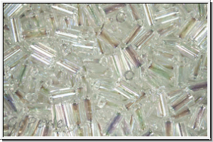 MBU-1-0250, MIYUKI Bugles, Nr. 1 (3mm), crystal, trans., AB, 10 g