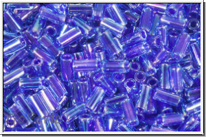 MBU-1-0353, MIYUKI Bugles, Nr. 1 (3mm), blue, trans., violet-ld., AB, 10 g