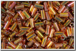 MBU-1-0301, MIYUKI Bugles, Nr. 1 (3mm), rose, trans., gold luster, 10 g