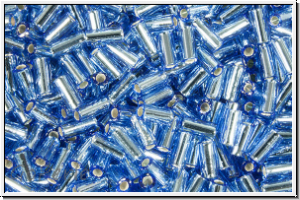 MBU-1-0019, MIYUKI Bugles, Nr. 1 (3mm), sapphire, trans., silver-ld., 10 g