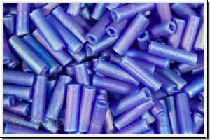 MBU-2-0151fr, MIYUKI Bugles, Nr. 2 (6mm), cobalt, trans., matte, AB, 10 g