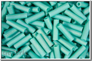 MBU-2-0412fr, MIYUKI Bugles, Nr. 2 (6mm), turquoise, op., matte, AB, 10 g