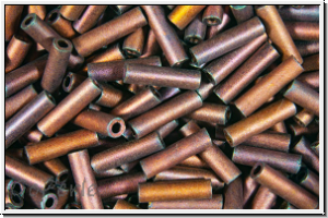 MBU-2-2005, MIYUKI Bugles, Nr. 2 (6mm), raspberry, dk., met., matte, iris., 10 g