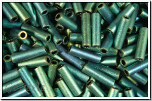 MBU-2-2008, MIYUKI Bugles, Nr. 2 (6mm), green, met., matte, iris., 10 g