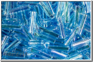 MBU-2-0260, MIYUKI Bugles, Nr. 2 (6mm), aqua, trans., AB, 10 g