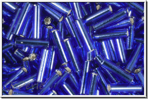 MBU-2-0020, MIYUKI Bugles, Nr. 2 (6mm), cobalt, trans., silver-ld., 10 g