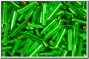 MBU-2-0016, MIYUKI Bugles, Nr. 2 (6mm), green, kelly, trans., silver-ld., 10 g