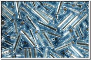 MBU-2-0018, MIYUKI Bugles, Nr. 2 (6mm), aqua, trans., silver-ld., 10 g
