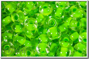 PR-06-08A54, PRECIOSA Rocailles, 6/0, crystal, trans., terra intensive lime green-ld., 20g