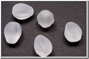 B�hm. Glasperle, Tropfen, l�ngs gebohrt, 12x9,5mm, crystal, trans., matte, 5 Stk.