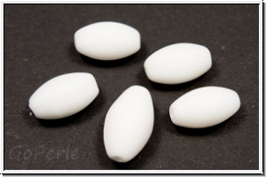 B�hm. Glasperle, Olive, 12x7mm, white, op., matte, 5 Stk.