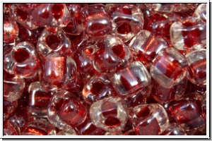 TR-05-1554, MIYUKI Triangles, 05/0, crystal, trans., met. strawberry-ld., 10g