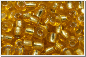 RR-06-0003, MIYUKI Rocailles, 06/0, gold, trans., silver-ld., 10g