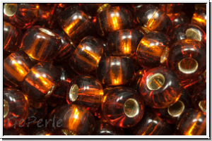 RR-06-0005, MIYUKI Rocailles, 06/0, amber, dk., trans., silver-ld., 10g