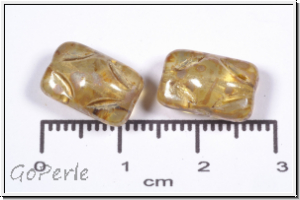 b�hm. Glasperle, Kissen, 8,5x12,5x7mm, lt. topaz/silverpicasso, transparent, 5 Stk.