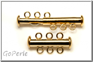 Schiebeschlie�e, 3 str�ngig, 22x11mm, goldfb., Metall, 1 Stk.