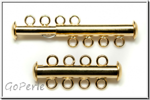 Schiebeschlie�e, 4 str�ngig, 27x11mm, goldfb., Metall, 1 Stk.