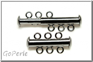 Schiebeschlie�e, 3 str�ngig, 22x11mm, hematitefb., Metall, 1 Stk.