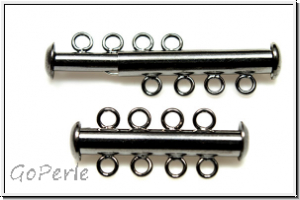 Schiebeschlie�e, 4 str�ngig, 27x11mm, hematitefb., Metall, 1 Stk.