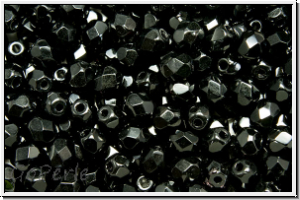 B�hm. Glasschliffperle, feuerpol., 4mm, black, op., 50 Stk.