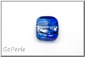 b�hm. Lampenperle, Silbereinzug, Quadrat, lt. sapphire/sapphire, 1 Stk.