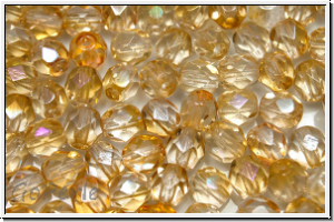 B�hm. Glasschliffperle, feuerpol., 5mm, crystal, trans., honey luster, 25 Stk.