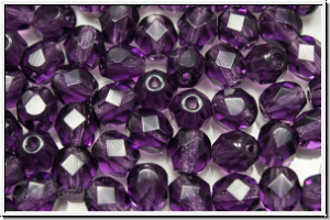 B�hm. Glasschliffperle, feuerpol., 6mm, purple velvet, trans., 25 Stk.