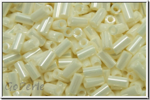 TBU-1-0122, TOHO Bugle 1", 3mm, white, navajo, op., luster, 10g