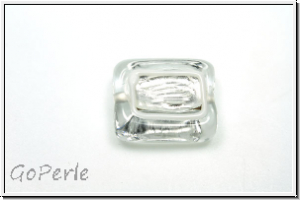b�hm. Lampenperle, Silbereinzug, Rechteck mit Fenster, crystal/silver, 1 Stk.